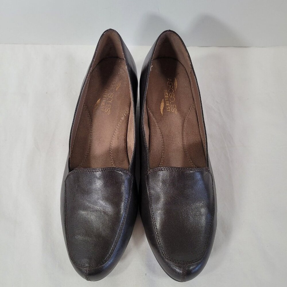 Aerosoles Women's Comfort Shoes Heelrest Wedge Slip-On 9.5M Dark Brown - NEW
